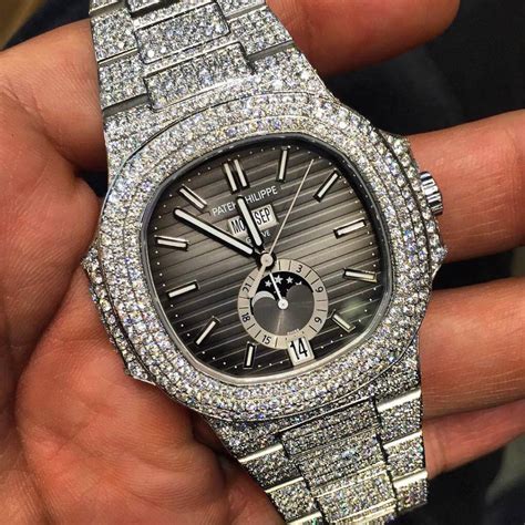 iced out patek philippe|patek philippe nautilus diamond bezel.